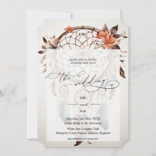 Convite Design simples de caçador de sonhos em fundo branc