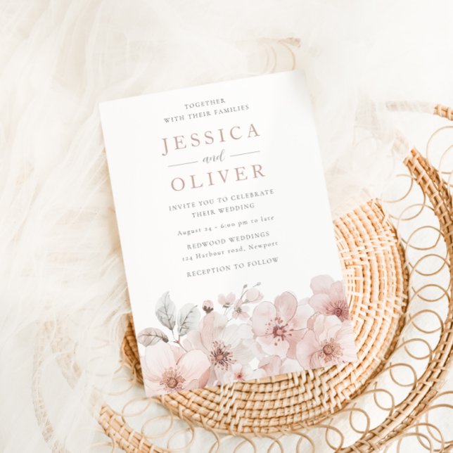 Convite Designer Blush Floral All Seasons Casamento (Criador carregado)