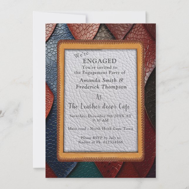 Convite Designs artísticos de textura de couro (Frente)