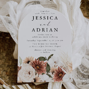 Convite Deslumbrante Arco Floral Boho Moderno Casamento