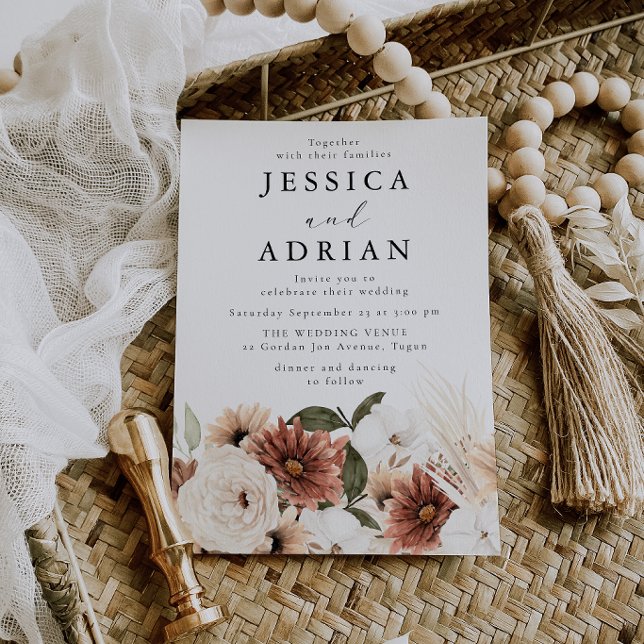 Convite Deslumbrante Casamento Boho Moderno (Criador carregado)