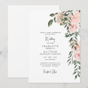 Convite Deslumbrante Noiva Floral Bege Aquarela Casamento