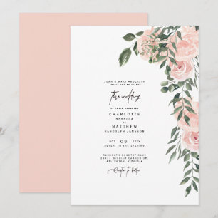 Convite Deslumbrante Noiva Floral Rosa Pais Casamento
