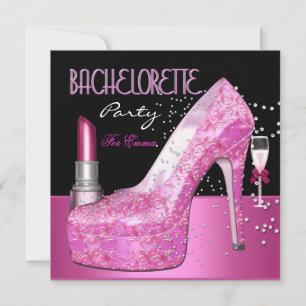 Convite Despedida de Solteira Batom Rosa Sapatos