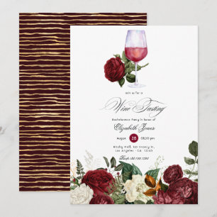 Convite Despedida de solteira com tema de vinho floral bur