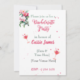 Convite Despedida de Solteira Coquetel Floral Peônia Rosa