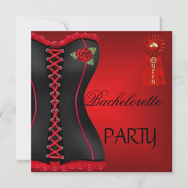 Convite Despedida de Solteira Corset Dourado Preto Vermelh (Frente)
