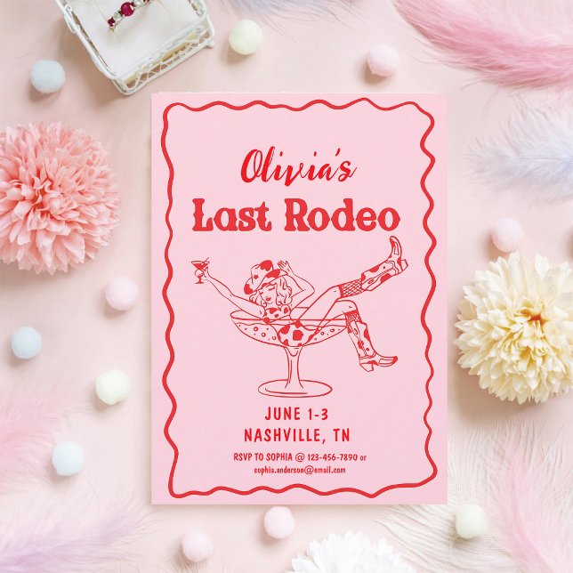 Convite Despedida de Solteira Cowgirl Rodeio Rosa (Criador carregado)