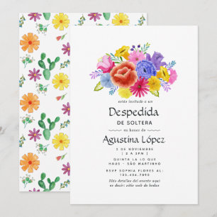Convite Despedida de Solteira Floral Aquarela Espanhola Fi
