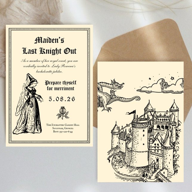 Convite Despedida de Solteira Medieval “Último Cavaleiro” (Criador carregado)