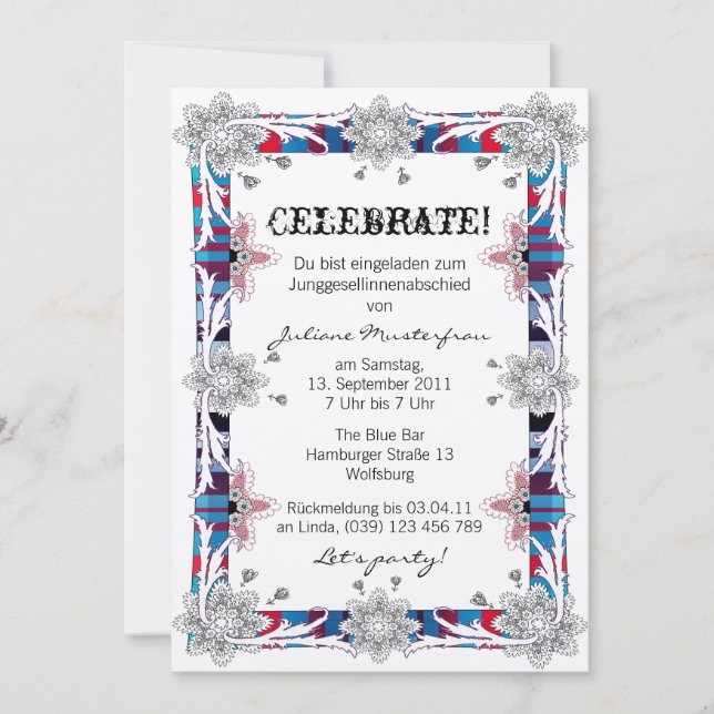 Convite Despedida de solteira versão Alemã (Frente)