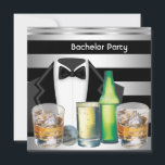 Convite Despedida de solteiro Bebe Prata Preta Tuxedo<br><div class="desc">Despedida de solteiro Tuxedo Black Silver Mens Boys Night Out Bebidas Tux tuxedo Convite Todas as Ocasiões Festas Festas Bus</div>