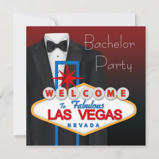 Convite Despedida de Solteiro Black Tuxedo Las Vegas (Frente)