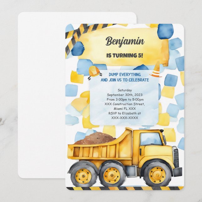 Convite Despejar tudo que é aniversário (Frente/Verso)