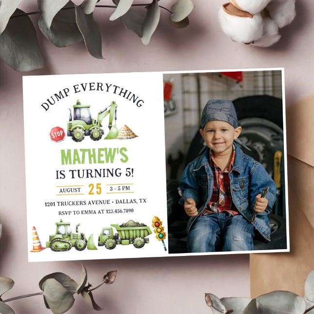 Convite Despejo de Construção Foto de 5 de Aniversário do  (Criador carregado)