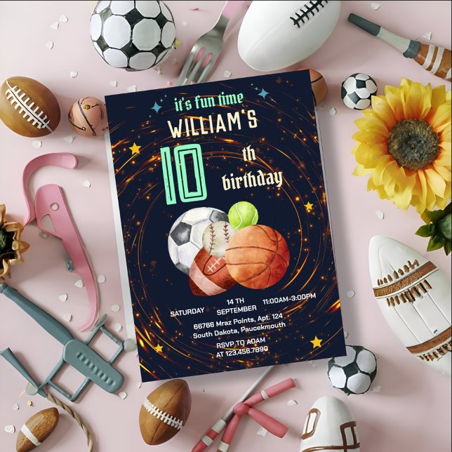 Convite desportistas de jogos azuis rapazes Desportistas 1 (Criador carregado)