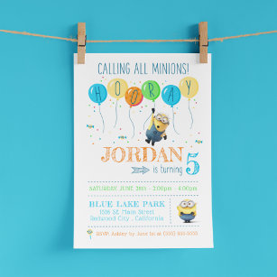 Convite Desprezível   Aniversário do Minion Balloon