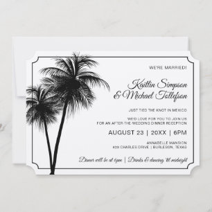 Convite Destination Palm Tree Preto em Kraft
