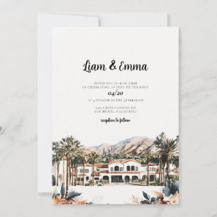 Convite Destino de Casamento com Aquarela de Santa Bárbara