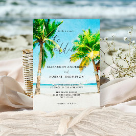 Convite Destino de Casamento com Palmeira de Praia Tropica