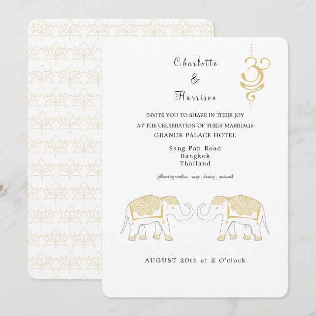 Convite Destino de Casamento da Tailândia (Frente/Verso)
