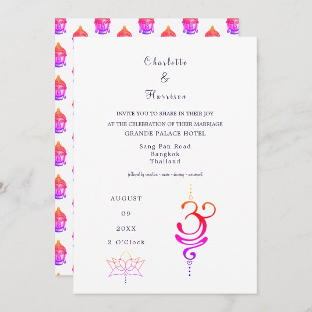Convite Destino de Casamento da Tailândia (Frente/Verso)