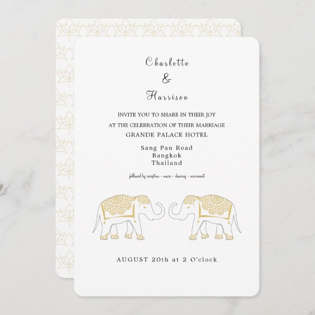 Convite Destino de Casamento da Tailândia (Frente/Verso)
