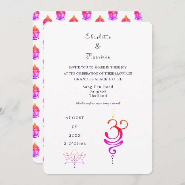 Convite Destino de Casamento da Tailândia (Frente/Verso)