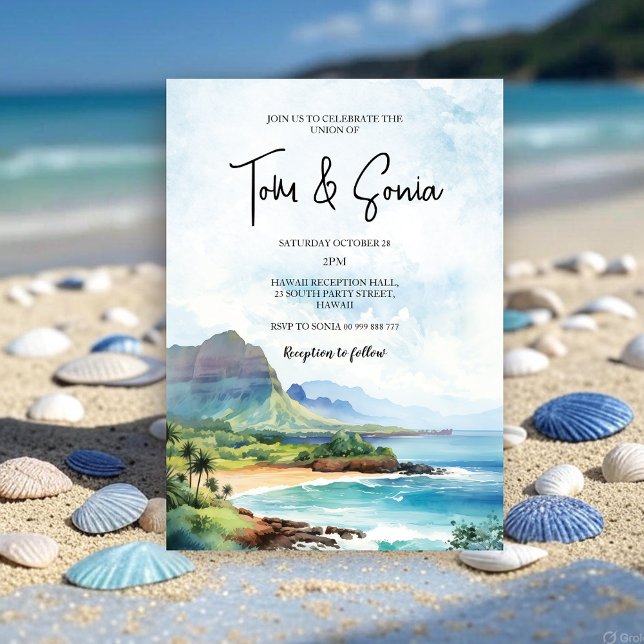 Convite Destino de Casamento de Paisagem do Havaí (Hawaii Landscape Wedding Destination Invitation)