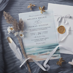 Convite Destino de Casamento Elegante e Moderno na Praia e