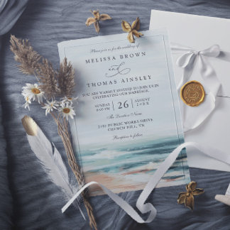 Convite Destino de Casamento Elegante e Moderno na Praia e