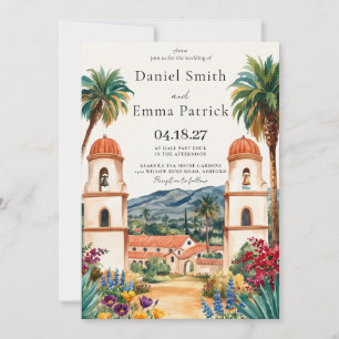 Convite Destino de Casamento em Santa Barbara com Aquarela