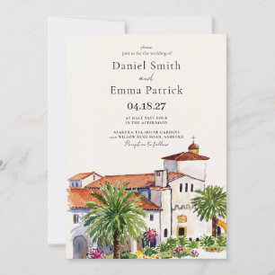 Convite Destino de Casamento em Santa Barbara com Aquarela