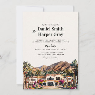 Convite Destino de Casamento em Santa Bárbara com Aquarela