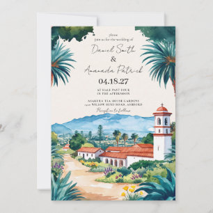 Convite Destino de Casamento em Santa Barbara com Aquarela