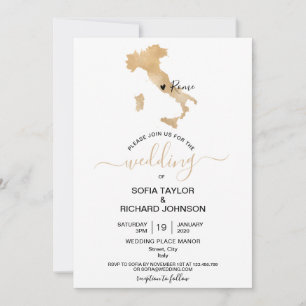 Convite Destino de Casamento Itália Ouro Coração Móvel