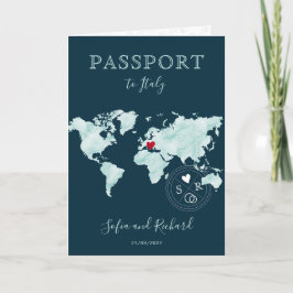 Convite Destino de Casamento Mapa Mundial Aquarela Passapo