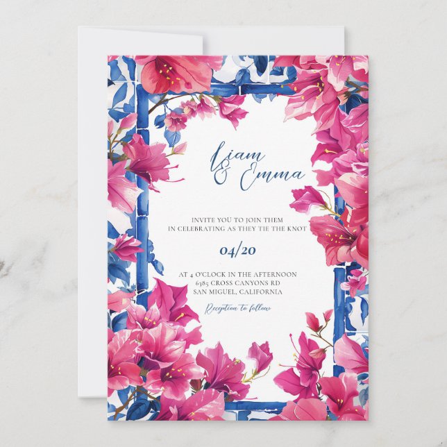 Convite Destino de Casamento Mediterrâneo Grego (Frente)