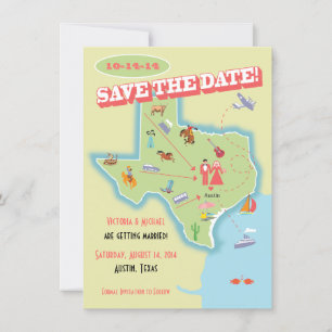 Convite Destino de Casamento Texas State Save the Date