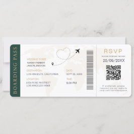 Convite Destino de Embarque Código QR de Casamento Rsvp