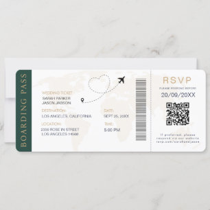 Convite Destino de Embarque Código QR de Casamento Rsvp
