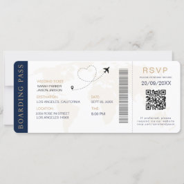 Convite Destino de Embarque Código QR de Casamento Rsvp