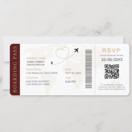 Convite Destino de Embarque Código QR de Casamento Rsvp