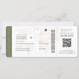 Convite Destino de Embarque Código QR de Casamento Rsvp