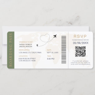 Convite Destino de Embarque Código QR de Casamento Rsvp