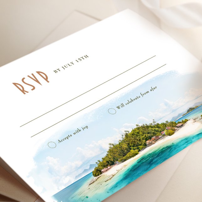 Convite Destino de Inserção de Casamento RSVP da Ilha Fiji (Criador carregado)
