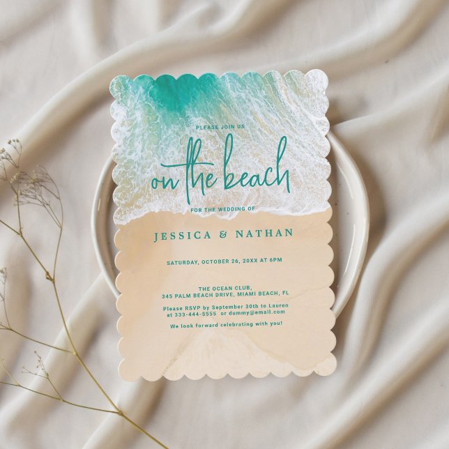 Convite Destino De Verão No Casamento De Sandy Teal Beach (Criador carregado)