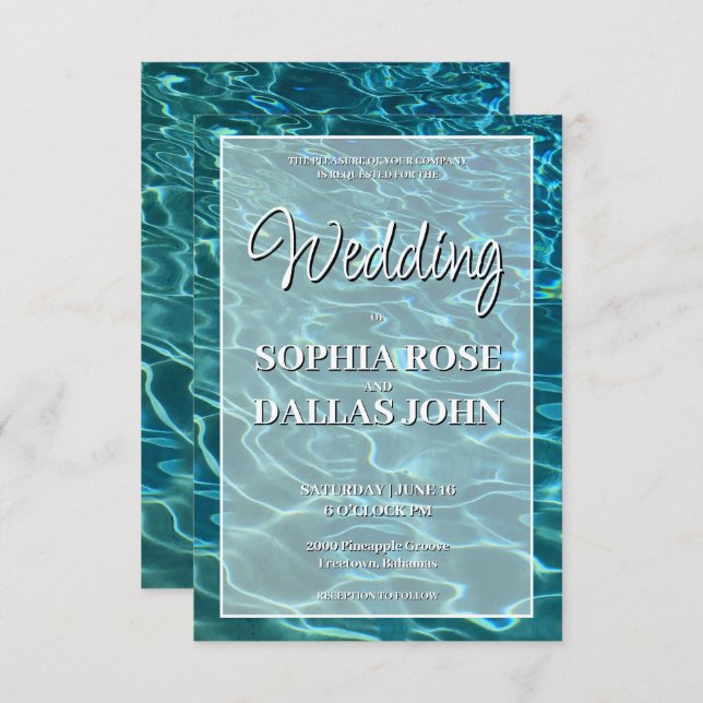 Convite Destino do lago de água Elegante Casamento (Frente/Verso)