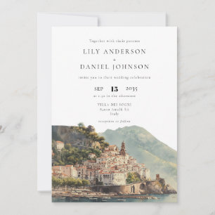 Convite Destino Italiano de Casamento com Foto de Amalfi