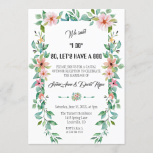 Convite Destino Luau Floral Wreath I DO CHURRASCO